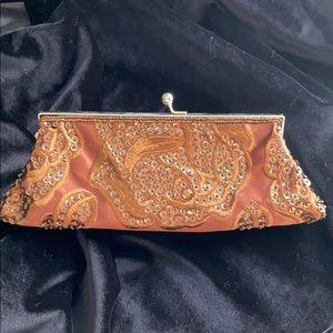 Beaded satin evening clutch